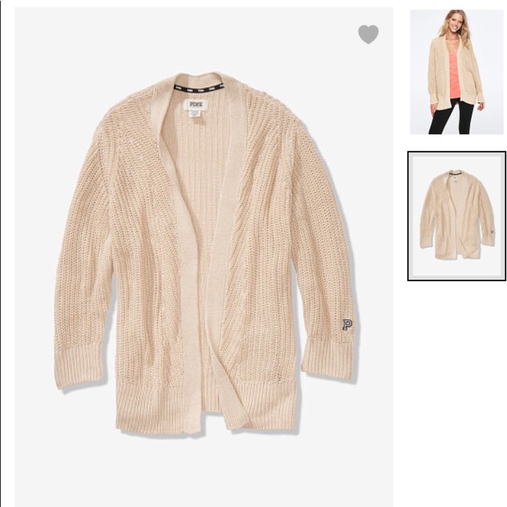 PINK Cardigan Oatmeal Large